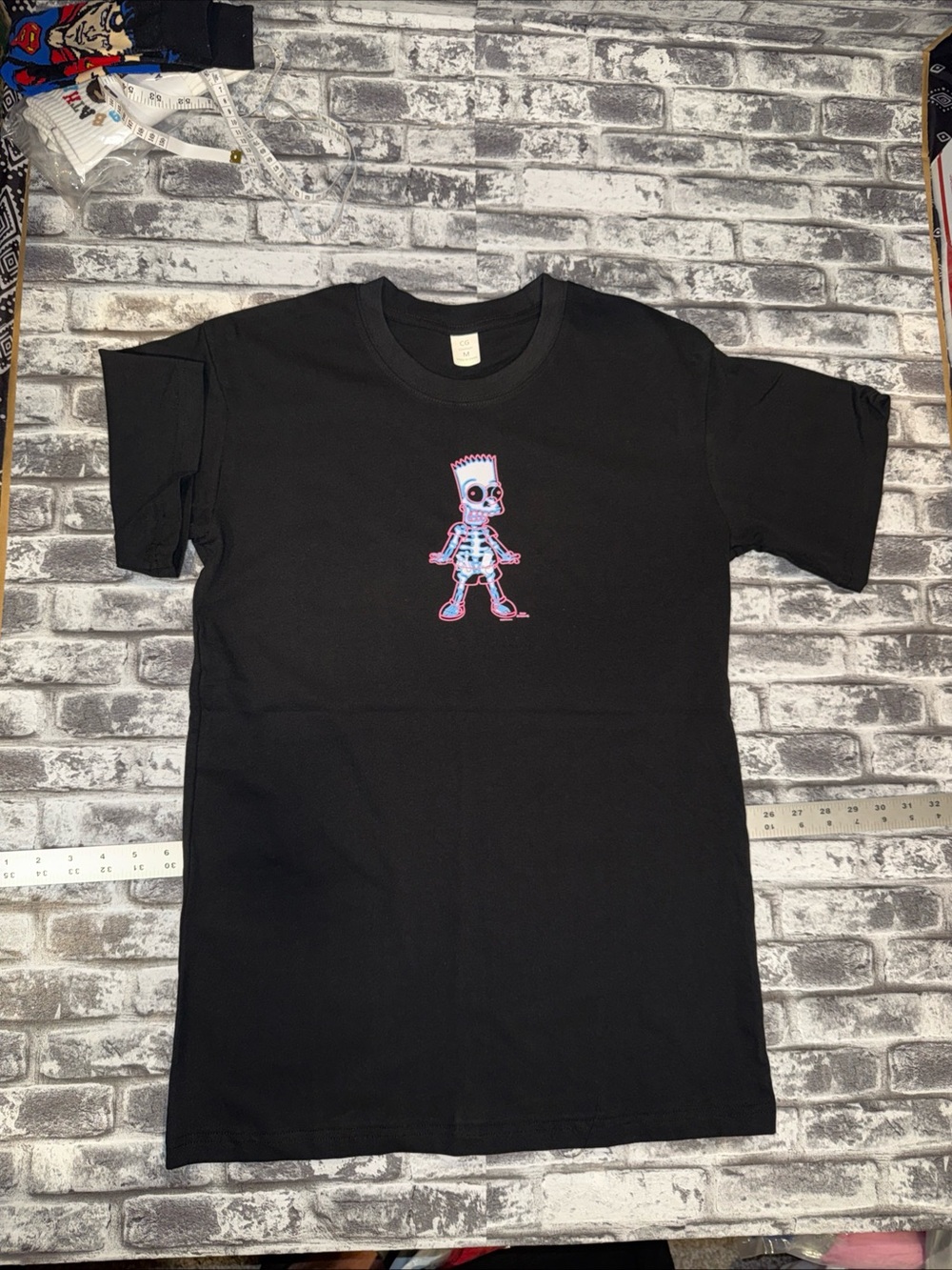 Mens T-Shirt Sz (M) Graphic Tee Bart Skeleton Aye Caramba NWOT